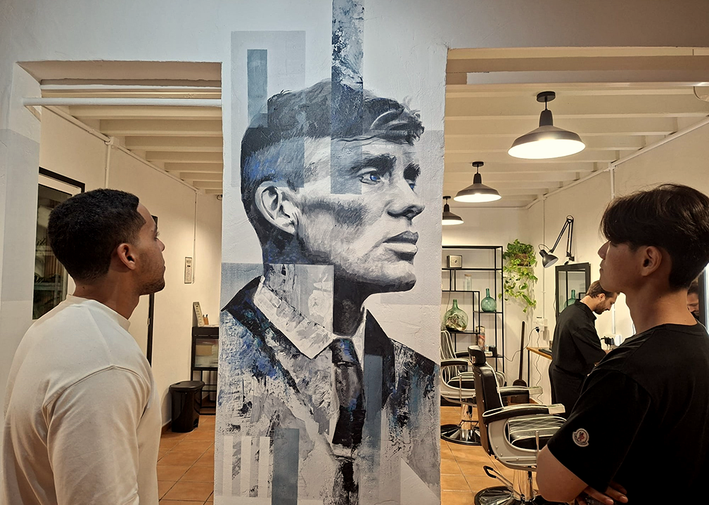 Freshly cut skin fade seen from behind